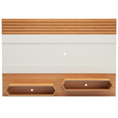 Painel Para TV 65 Pol Suspenso 220cm 2 Nichos Hexagon D03 Off White Freijó - Lyam Decor