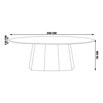 Mesa Sala de Jantar 8 Lugares 250cm Tampo com Vidro Oval Talocan Nogueira - Gran Belo