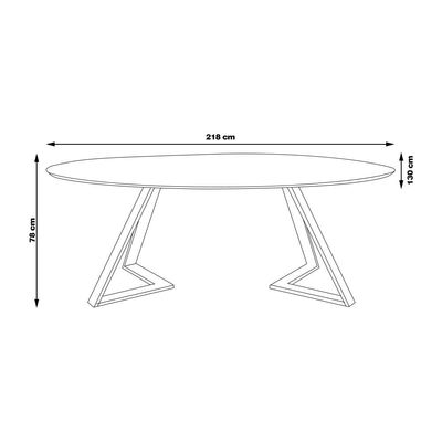 Mesa Sala de Jantar 6 Lugares 218cm Tampo Oval Efron Nogueira/Preto - Gran Belo