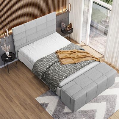 Cabeceira Cama Box Casal 140 cm Roma W01 Linho Cinza - Lyam