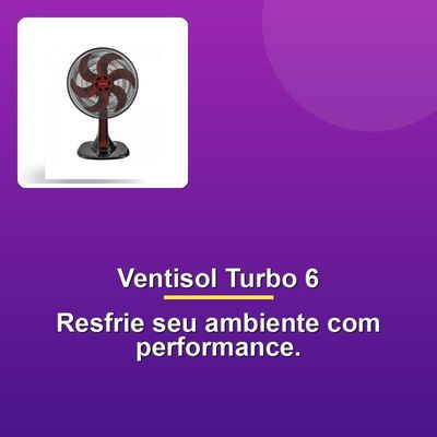 Ventisol Ventilador Mesa Turbo 6 30cm Vermelho 127v