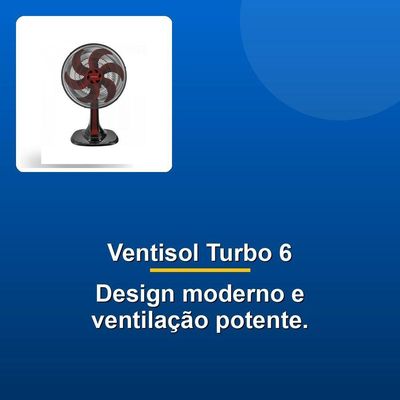 Ventisol Ventilador Mesa Turbo 6 30cm Vermelho 127v
