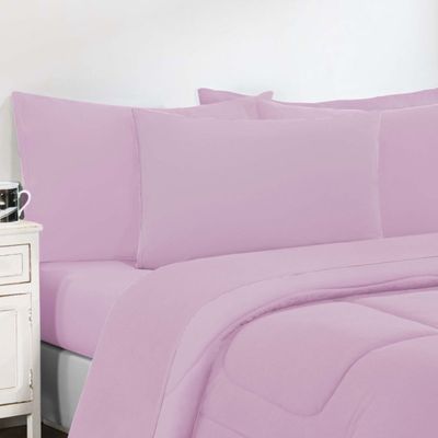 Kit Edredom Malha 100% Algodão Gran Moratta 3 Peças Casal - Rosa Bebê/Rosa Bebê
