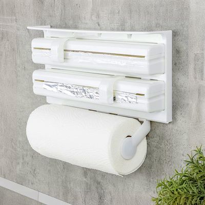 Porta Papel Toalha Triplo Para Rolos Alumínio - Branco