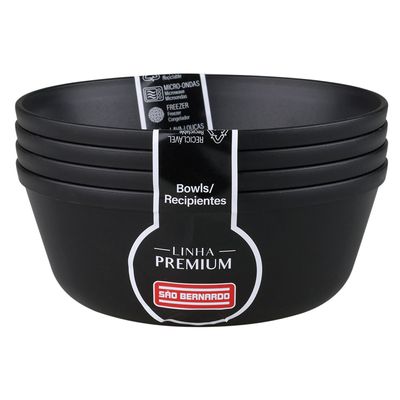 Conjunto de 4 Bowls 450ml BO0103 São Bernardo Preto