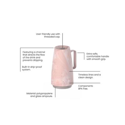 Bule Térmico Tramontina Exata em Plástico Marmorizado Rosa 500 ml