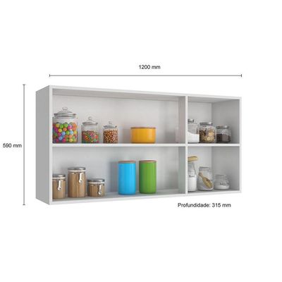 Armário Aéreo Evidence 3 Portas 120cm Com Prateleira Poliman Móveis Branco
