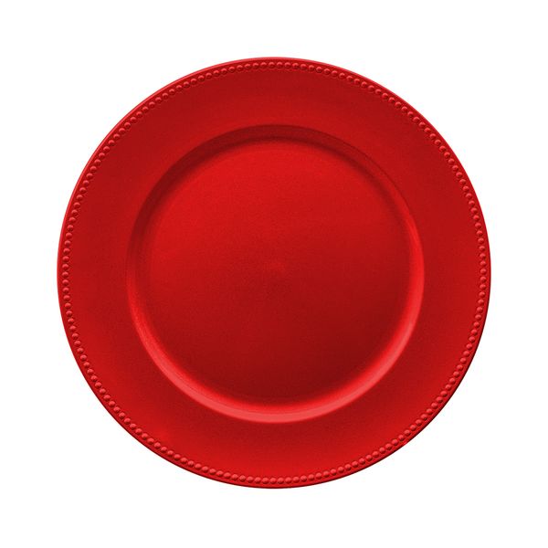 Sousplat em Plástico Le Bolinha Vermelho 34cm Sousplat em Plástico Le Bolinha Vermelho 34cm