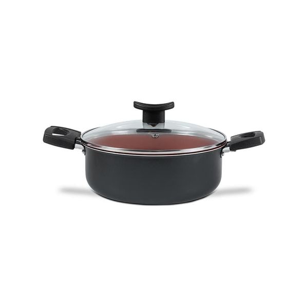 Caçarola Topázio 22cm 3,45L Antiaderente ProFlon Tampa Vidro Cinza Range Brinox Cinza