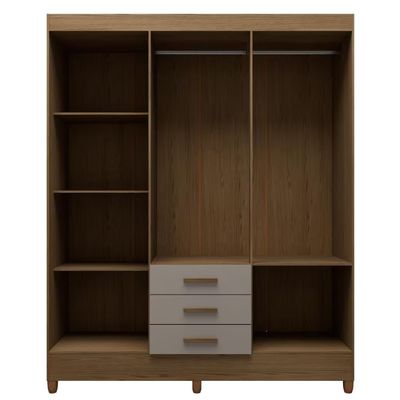 Guarda-Roupa Casal New Olimpia Plus 6 Portas 3 Gavetas Bartira Avelã/Cappuccino