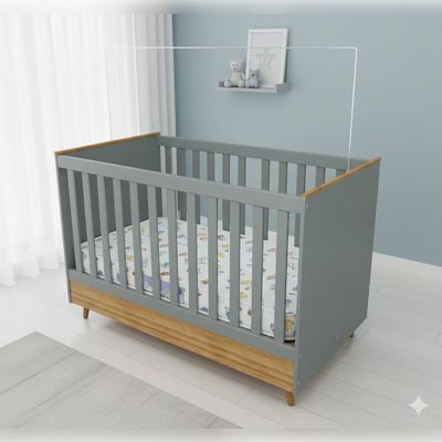 Berço 2 em 1 Ternura Plus com Colchão Herval Baby Encanto Bartira Azul Wood