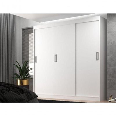 Guarda Roupas Casal Lisboa 3 Portas De Correr E 2 Gavetas - Branco Branco