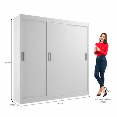 Guarda Roupas Casal Lisboa 3 Portas De Correr E 2 Gavetas - Branco Branco