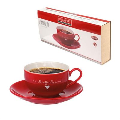 Jogo de Xícaras para Chá Hauskraft Lamour em Porcelana 160 ml Vermelha  6 Peças Vermelho