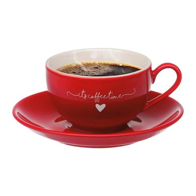 Jogo de Xícaras para Chá Hauskraft Lamour em Porcelana 160 ml Vermelha  6 Peças Vermelho