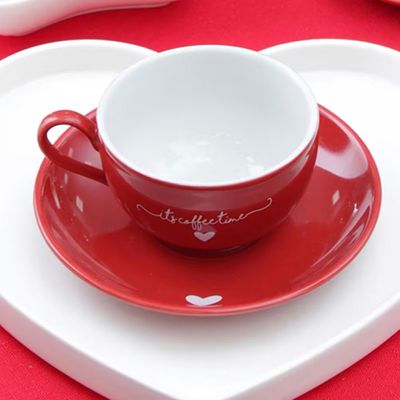 Jogo de Xícaras para Chá Hauskraft Lamour em Porcelana 160 ml Vermelha  6 Peças Vermelho