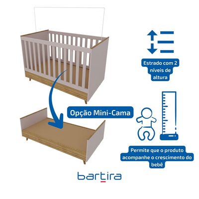 Berço 2 em 1 Bartira Ternura Plus Rosa Wood