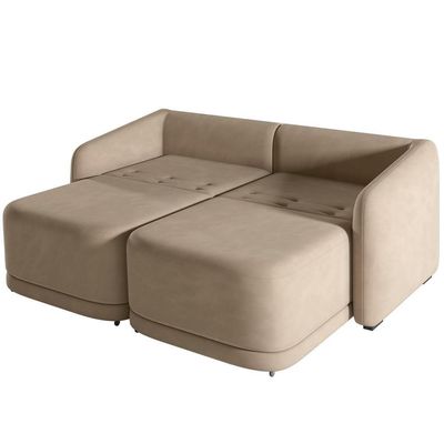 Sofá Cama Para Sala De Estar 2 Lugares 176cm Montserrat K01 Veludo Bege - Lyam Decor