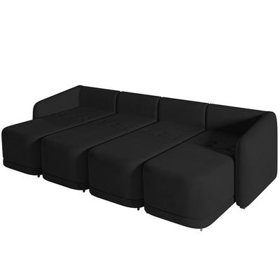 Sofá Cama Para Sala De Estar 4 Lugares 316cm Montserrat K01 Veludo Preto - Lyam Decor