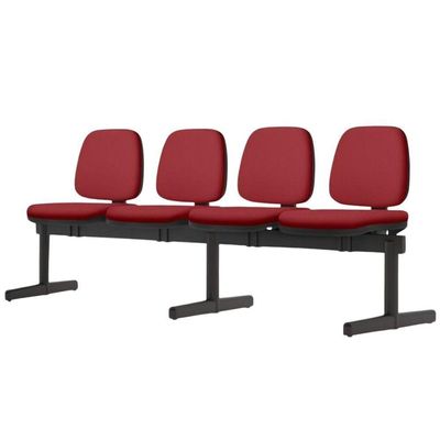 Cadeira Longarina 4 Lugares Recepção Sala De Espera Work F02 Crepe Vermelho - Lyam Decor