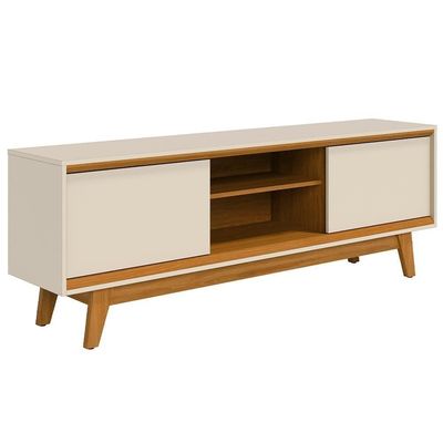 Rack Para Sala De Estar Tv 70 Pol 164cm Pés Retrô Dimitri M07 Cinamomo Off White - Lyam Decor