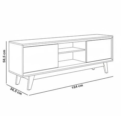 Rack Para Sala De Estar Tv 70 Pol 164cm Pés Retrô Dimitri M07 Cinamomo Off White - Lyam Decor
