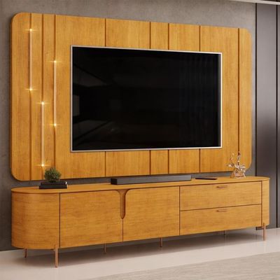 Rack Para Sala Com Painel Para Tv 75 Pol Dion D05 Cedro - Lyam Decor