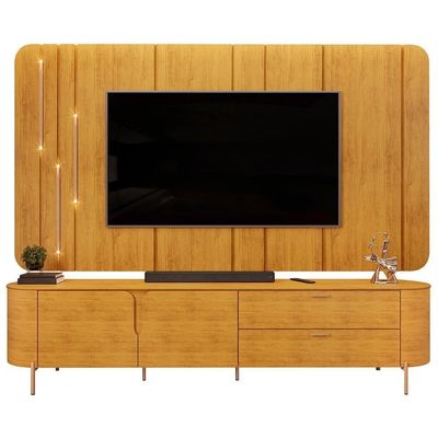 Rack Para Sala Com Painel Para Tv 75 Pol Dion D05 Cedro - Lyam Decor