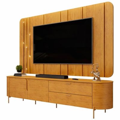 Rack Para Sala Com Painel Para Tv 75 Pol Dion D05 Cedro - Lyam Decor