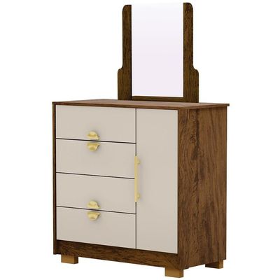 Cômoda Sapateira Com Espelho Para Quarto 1 Porta 4 Gavetas Paraty V01 Imbuia Fendi - Lyam Decor