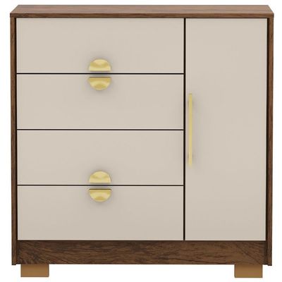 Cômoda Sapateira Com Espelho Para Quarto 1 Porta 4 Gavetas Paraty V01 Imbuia Fendi - Lyam Decor