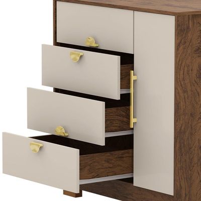 Cômoda Sapateira Com Espelho Para Quarto 1 Porta 4 Gavetas Paraty V01 Imbuia Fendi - Lyam Decor