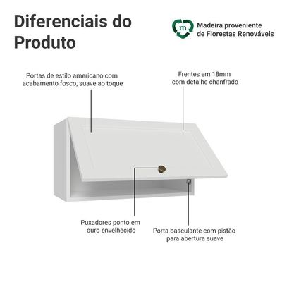Armário Aéreo 60 Cm 1 Porta Basculante Vik Madesa Branco