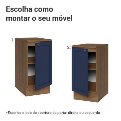 Balcão De Cozinha 40 Cm 1 Porta Rustic/azul Vik Madesa Rustic/azul