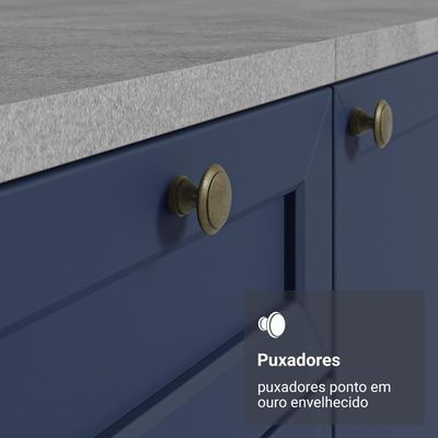 Balcão De Cozinha 70 Cm 2 Portas Branco/azul Vik Madesa Branco/azul