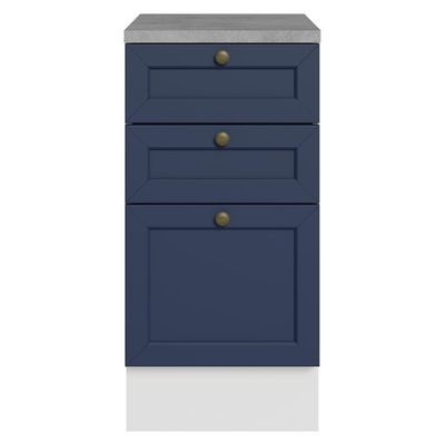 Balcão De Cozinha 40 Cm 3 Gavetas Branco/azul Vik Madesa Branco/azul