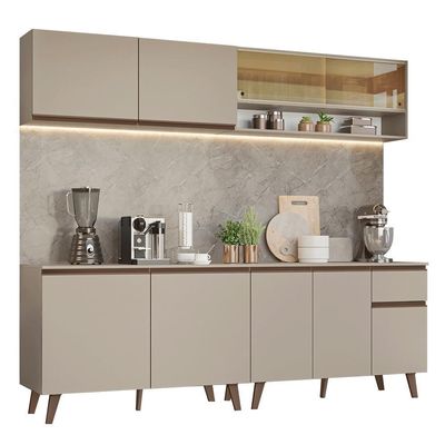 Armário De Cozinha Completa 240 Cm Nice Madesa 03 Crema
