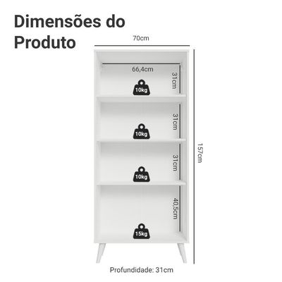 Cristaleira 70 Cm 2 Portas De Vidro Com Pés Cônicos Branco-cinza-branco Vik Madesa