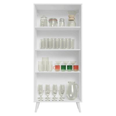 Cristaleira 70 Cm 2 Portas De Vidro Com Pés Cônicos Branco-cinza-branco Vik Madesa