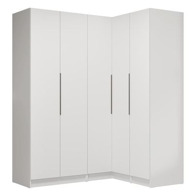 Guarda-roupa Modulado De Canto 310 Cm 5 Portas 2 Gavetas Branco Neo Madesa 02