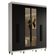 Guarda-roupa Casal Com Pés 6 Portas Batentes Com Espelho Branco-preto-preto Saturno Madesa
