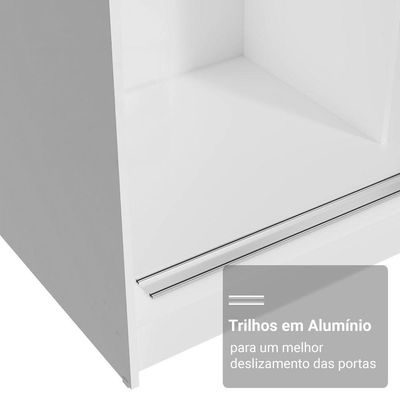 Guarda-roupa Casal Com Pés 3 Portas De Correr Com Espelho Branco Rustic Reno Madesa