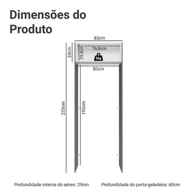 Porta-geladeira 83 Cm 1 Porta Basculante Cinza/branco/cinza Agata Madesa Cinza/branco/cinza