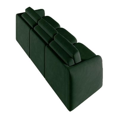 Sofá Cama Modulado Retrátil E Reclinável Decorativo Varsóvia 246cm Veludo Verde G33 - Gran Belo