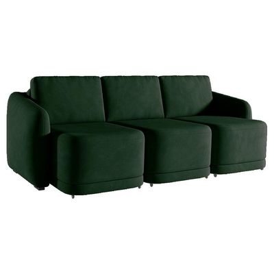 Sofá Cama Modulado Retrátil E Reclinável Decorativo Varsóvia 246cm Veludo Verde G33 - Gran Belo