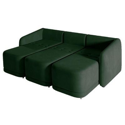 Sofá Cama Modulado Retrátil E Reclinável Decorativo Varsóvia 246cm Veludo Verde G33 - Gran Belo