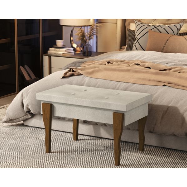 Puff, Recamier Captone Espanha Pés de Madeira 0,70 Cor Bege - Comprar Moveis em Casa