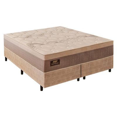 Cama Box King Com Colchão Molas (193x203x72) Império Gazin Cr35393 Areia/bege Areia/bege