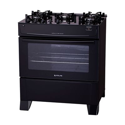 Fogão Atlas 5 Bocas Mônaco Top Glass Com Acendimento Automático Preto / Bivolt