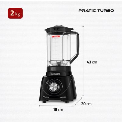 Liquidificador Mondial Pratic Turbo L98B Preto 220V